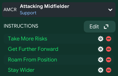 (AM CR) Attacking Midfielder – Support