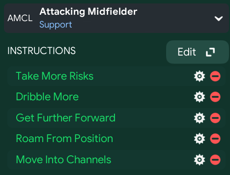 (AM CL) Attacking Midfielder – Support