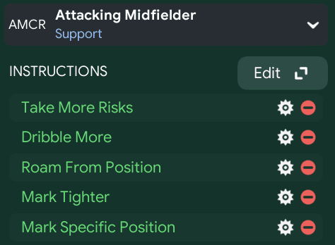 (AMCR) Attacking Midfielder – Support